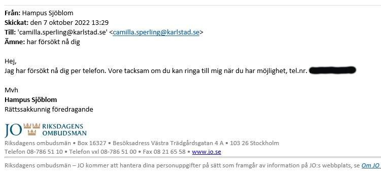 Skärmdump på mail